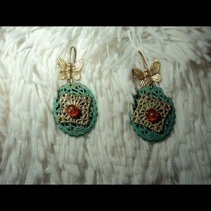 Blue & Gold Looped Earrings